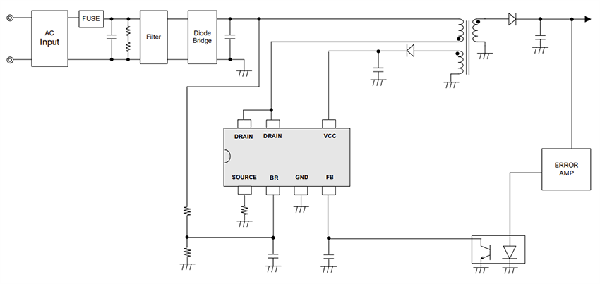 アプリケーション回路図 - ROHM Semiconductor BM2P10xJ-Z PWM-タイプDC DCコンバータIC
